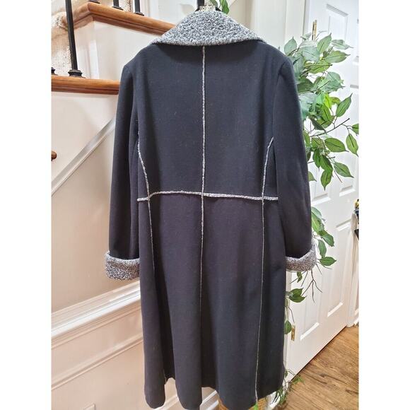 Vintage Madeline Women's Black Wool Long Sleeve Buttons Front Long Coat XL - Picture 7 of 11
